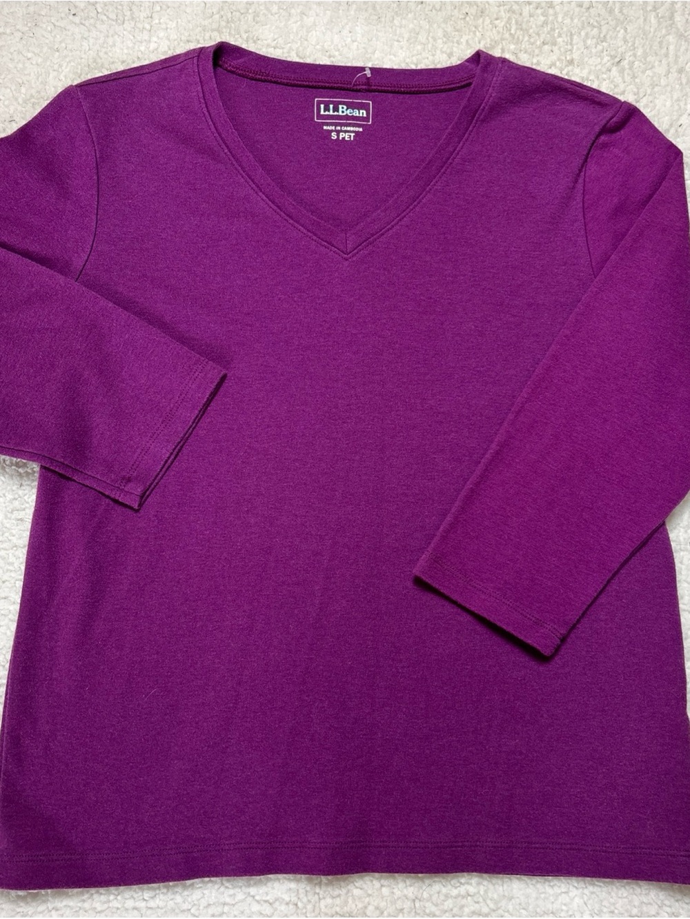 L.L. Bean Purple V-Neck Long Sleeve Top